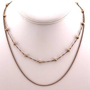 Two Strand Necklace Gold Over Sterling Silver Vermeil 925 J885